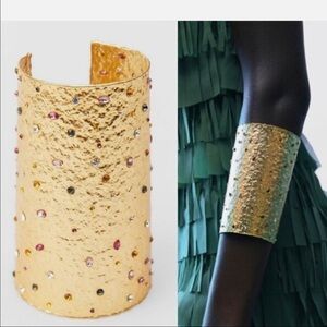 Elegant Gold Cuff Bracelet with Multicolor Accents